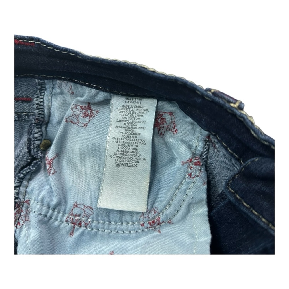 True Religion Halle High Rise Super Skinny Jeans Dark Wash Red Stitching W34 - Picture 10 of 16